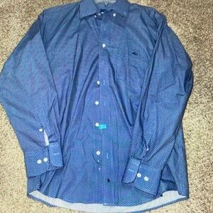 Men's Blue Patterned Button-Down Shirt